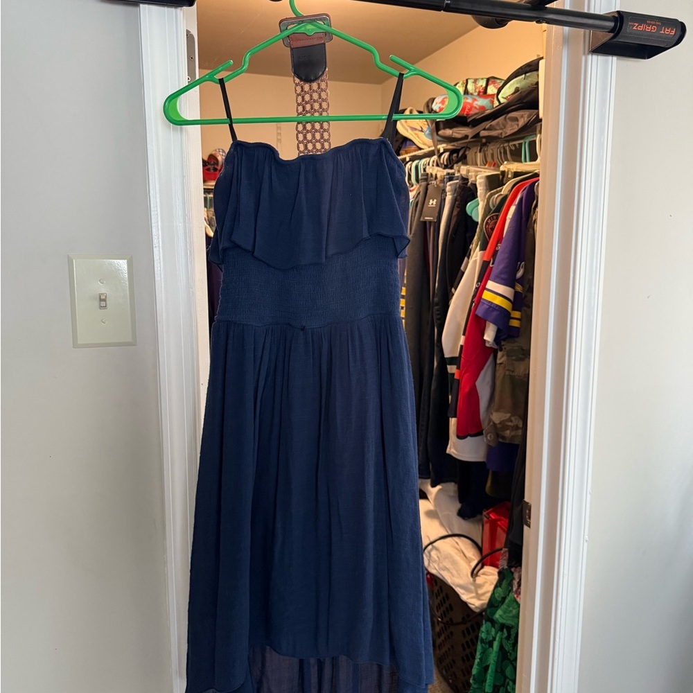 Iz Byer Strapless Navy Dress